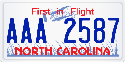 NC license plate AAA2587