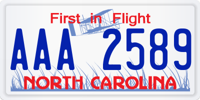 NC license plate AAA2589