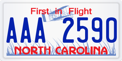 NC license plate AAA2590