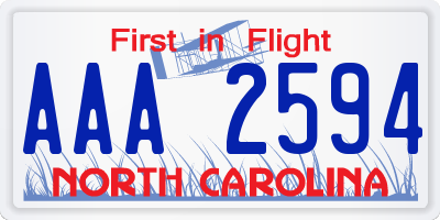 NC license plate AAA2594