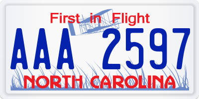 NC license plate AAA2597