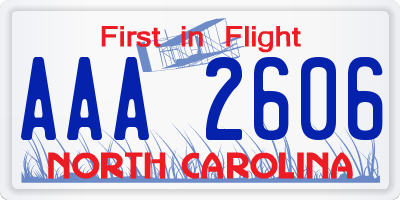 NC license plate AAA2606