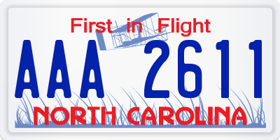 NC license plate AAA2611