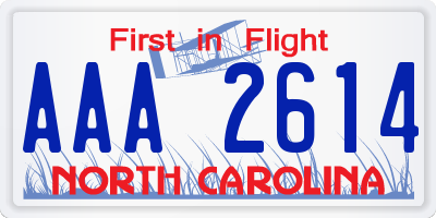 NC license plate AAA2614