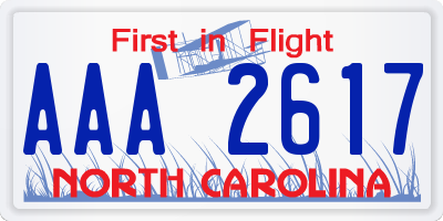 NC license plate AAA2617