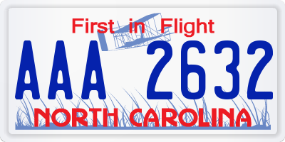 NC license plate AAA2632