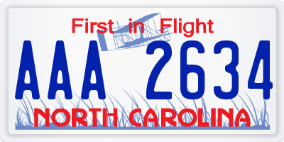 NC license plate AAA2634