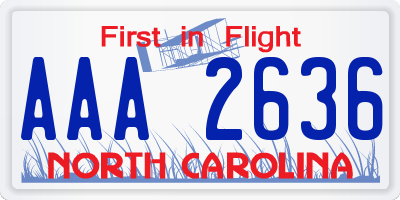 NC license plate AAA2636