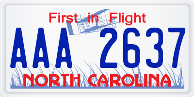 NC license plate AAA2637