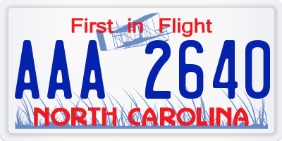 NC license plate AAA2640