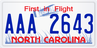 NC license plate AAA2643