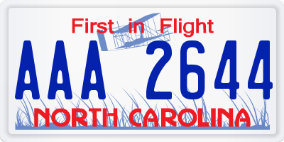 NC license plate AAA2644