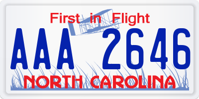 NC license plate AAA2646