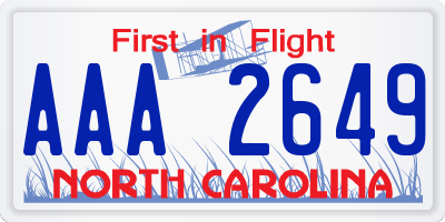 NC license plate AAA2649