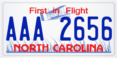 NC license plate AAA2656