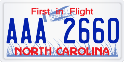 NC license plate AAA2660