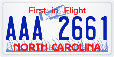 NC license plate AAA2661