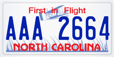NC license plate AAA2664