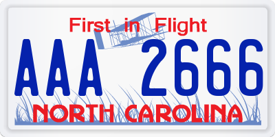NC license plate AAA2666