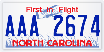 NC license plate AAA2674