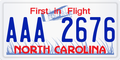 NC license plate AAA2676