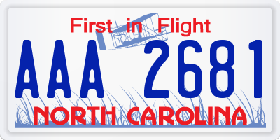 NC license plate AAA2681