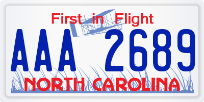 NC license plate AAA2689