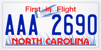 NC license plate AAA2690