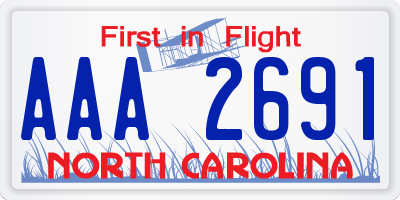 NC license plate AAA2691