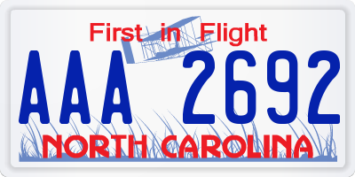 NC license plate AAA2692