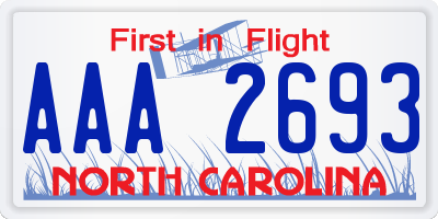 NC license plate AAA2693