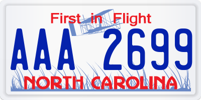 NC license plate AAA2699