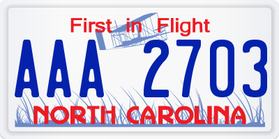 NC license plate AAA2703