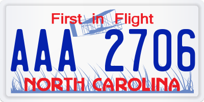 NC license plate AAA2706