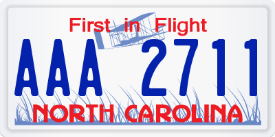 NC license plate AAA2711