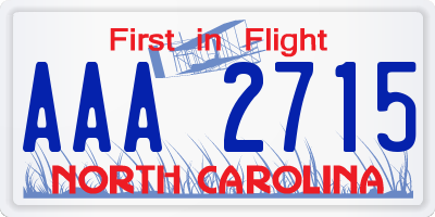 NC license plate AAA2715