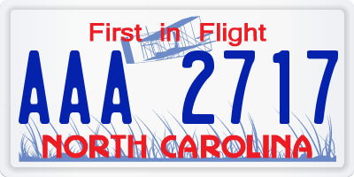 NC license plate AAA2717