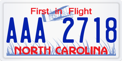 NC license plate AAA2718