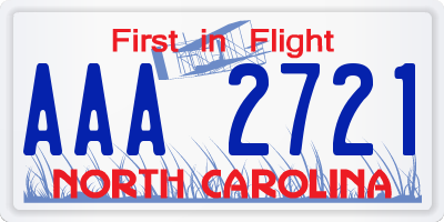 NC license plate AAA2721