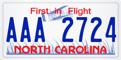 NC license plate AAA2724