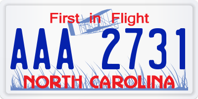 NC license plate AAA2731