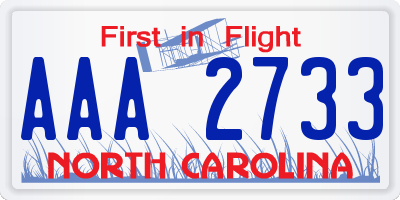 NC license plate AAA2733