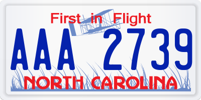 NC license plate AAA2739