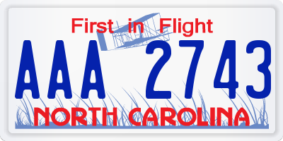 NC license plate AAA2743