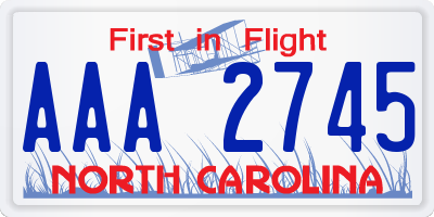 NC license plate AAA2745