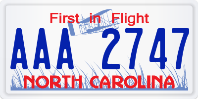 NC license plate AAA2747