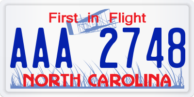 NC license plate AAA2748