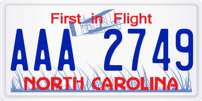 NC license plate AAA2749