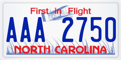NC license plate AAA2750