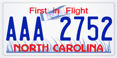 NC license plate AAA2752